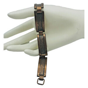 VTG Francisco Rebajes Copper Curved Rectangular Four Panel Link Bracelet 7 in